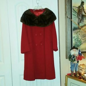 Vintage Kent Avery RED with Mink Collar Coat